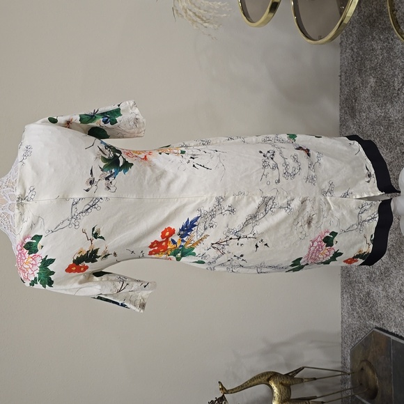 Zara Womens Boat Neck Floral Cotton Dress Sz L - Picture 4 of 8